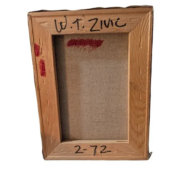 W.T. Zivic 1972 Original Oil Painting Mailbox Animal Design Moody Country Signed - Picture 4 of 10